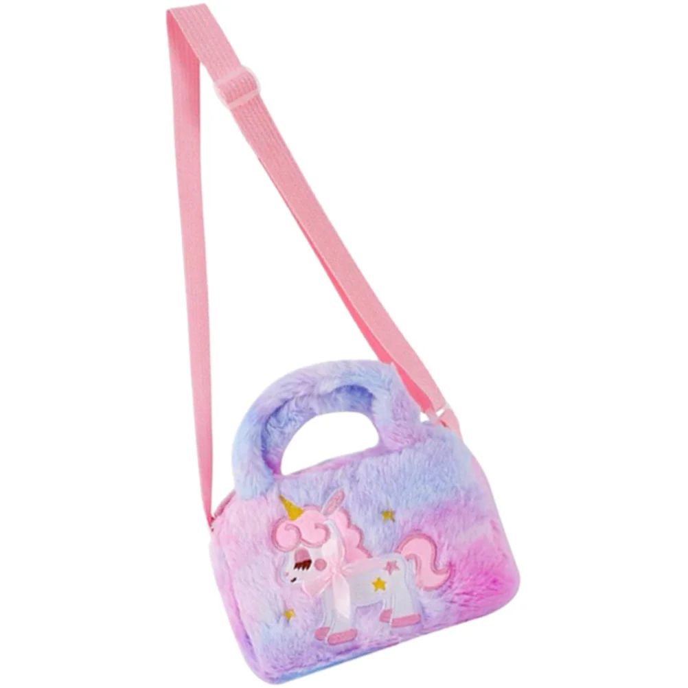 

Crossbody Girls Plush Shoulder Cartoon Pouch Decorative Cute Single Wallet Little Lovely Kids Purse Rainbow Mini Body Tote
