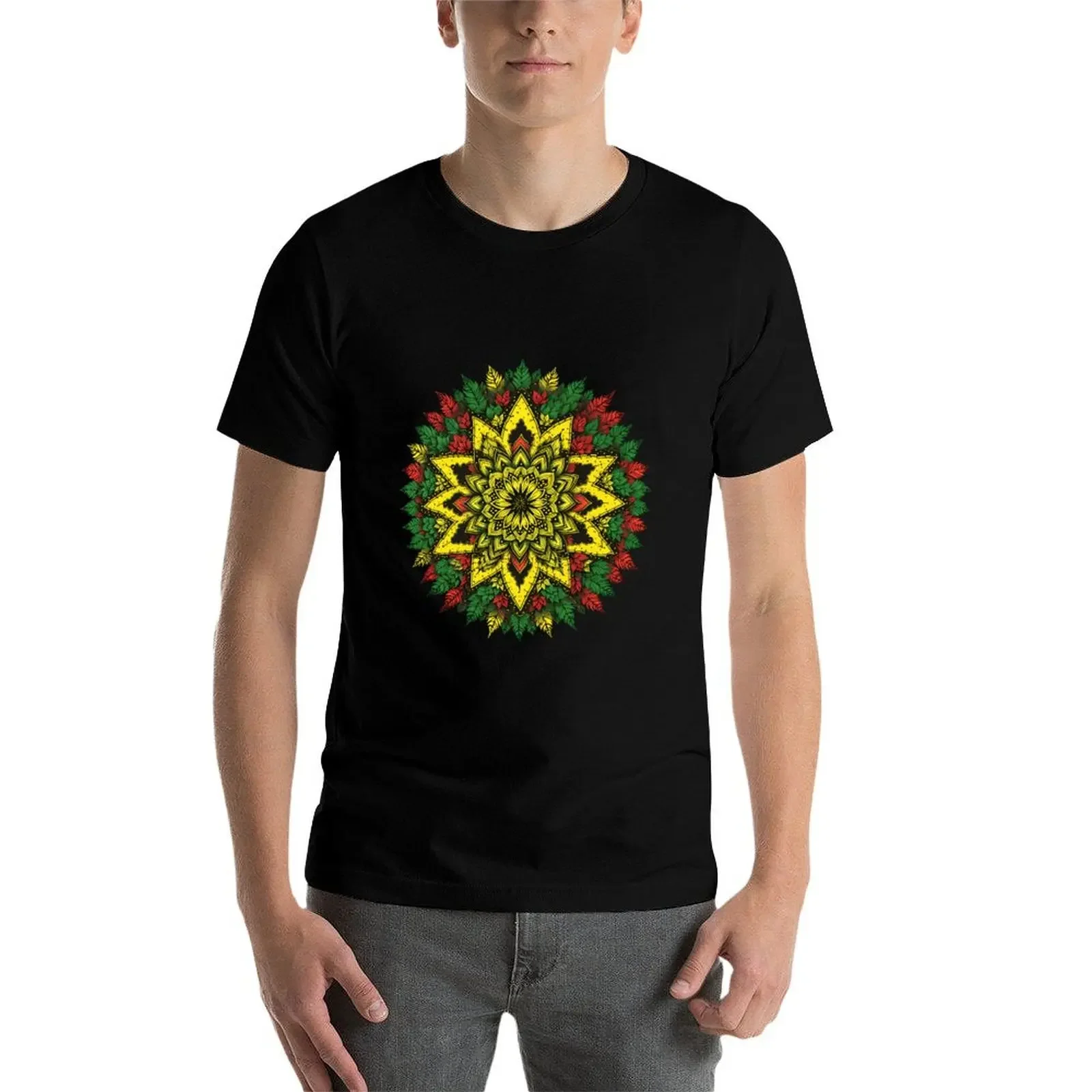 Reggae Mandala T-Shirt blacks Short sleeve tee men