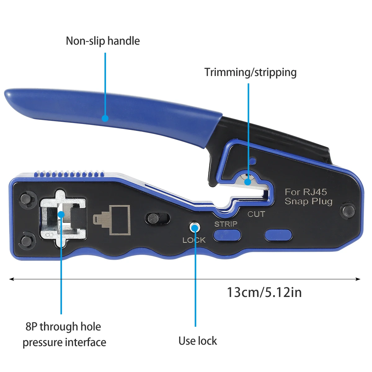 RJ45 Комплект инструментов для обжима Pass Through Crimping Network Cable Crimper Wire Cutter для разъемов Cat5 Cat5e Cat6 Cat6a.