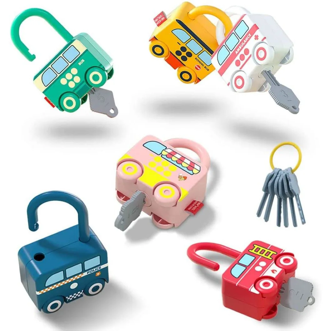 

Children Learning Locks with Keys Numbers Matching Counting Montessori Educational Toys Toddlers Sensory Unlock Car Toys Gifts