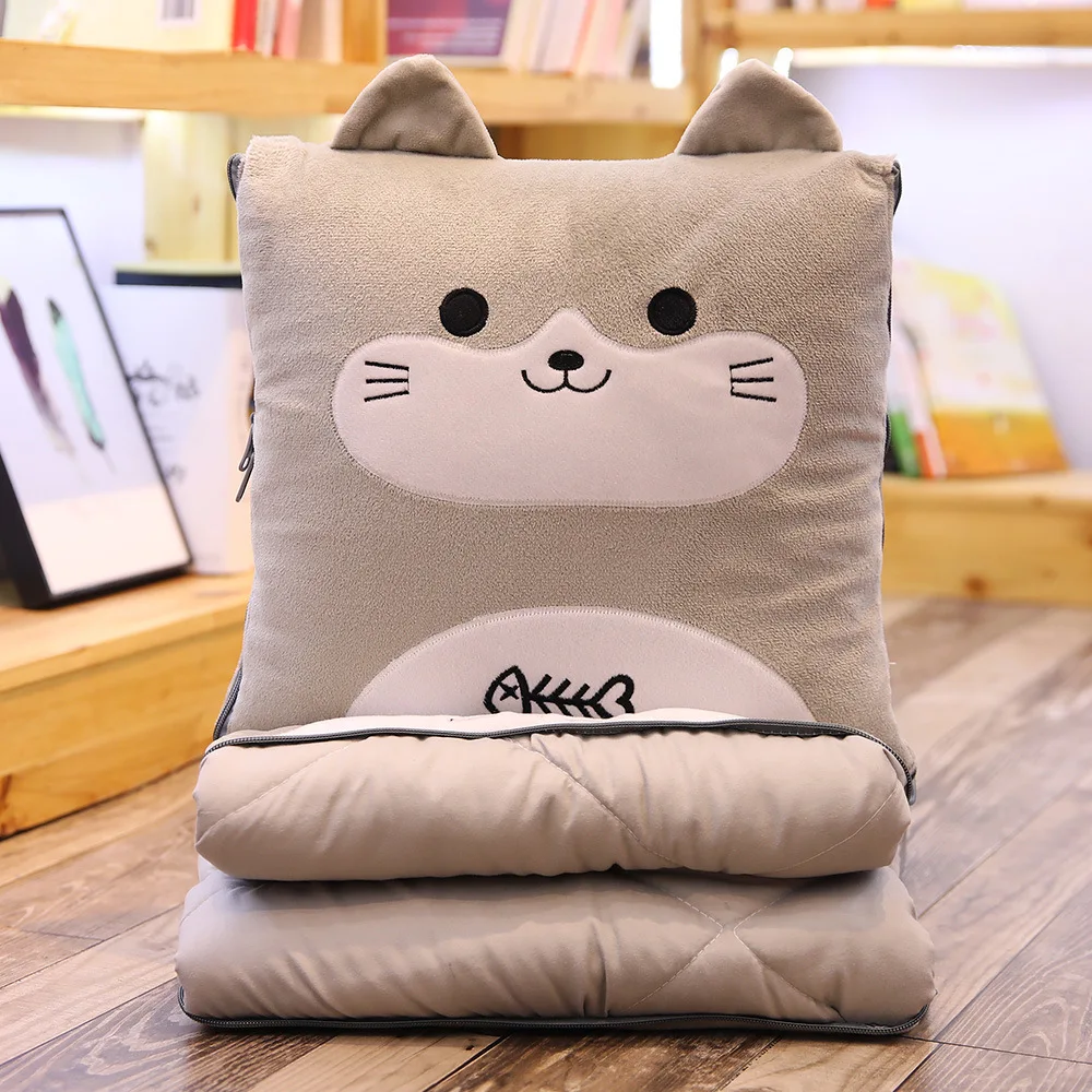 2 In 1 Pillow Travel Blanket  Folding Air Conditioning Blanket Car Interior Cushion Pillow Office Nap Quilt Home Sofa Decor