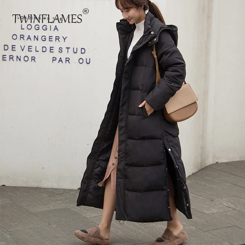 TWINFLAMES Winter New Cotton-padded Jacket Women Length Loose Padded Jacket Korean Women's Thick Coat Bread Coat a Hoodie Women