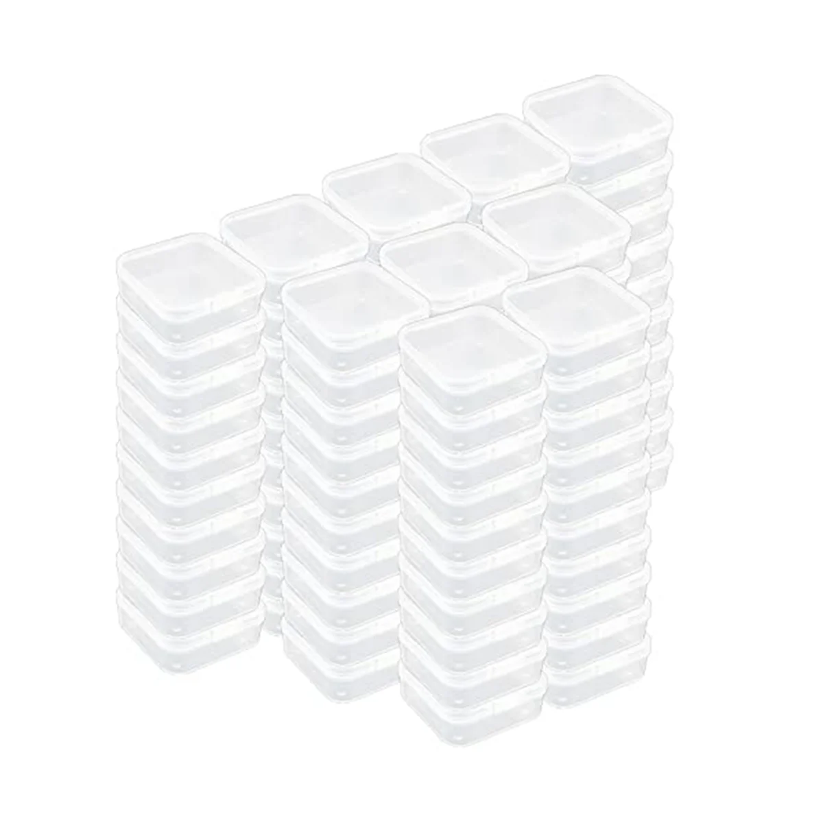 

Square Mini Clear Plastic Storage Containers Box Case with Lids for Small Items(1.77X1.77X0.8Inch), 100 Pack
