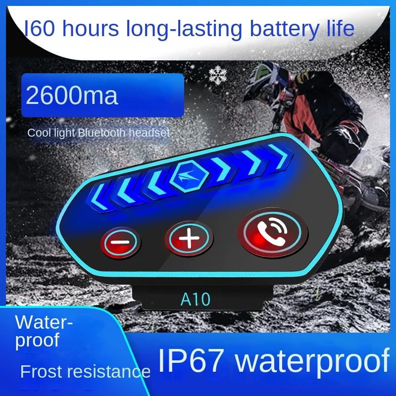 

1Pcs Motorcycle Helmet Bluetooth Headset with Lights Music Phone Navigation Wireless Bluetooth Built-in Headset