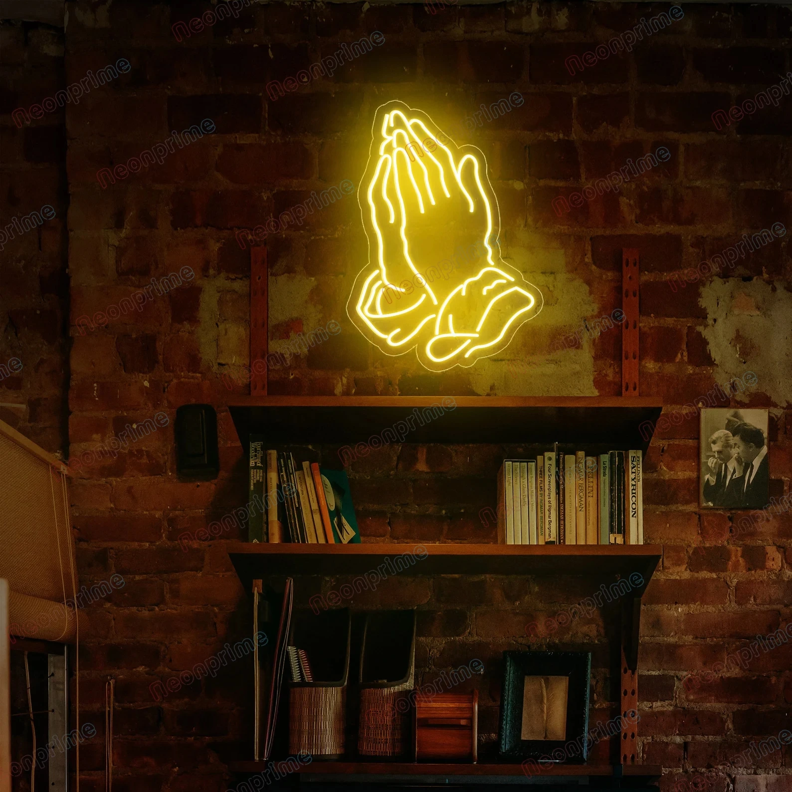 

Praying Hand Neon Sign USB Powered for Room Decor, LED Neon Light Dimmable for Bedroom Wall Art Wedding Decor