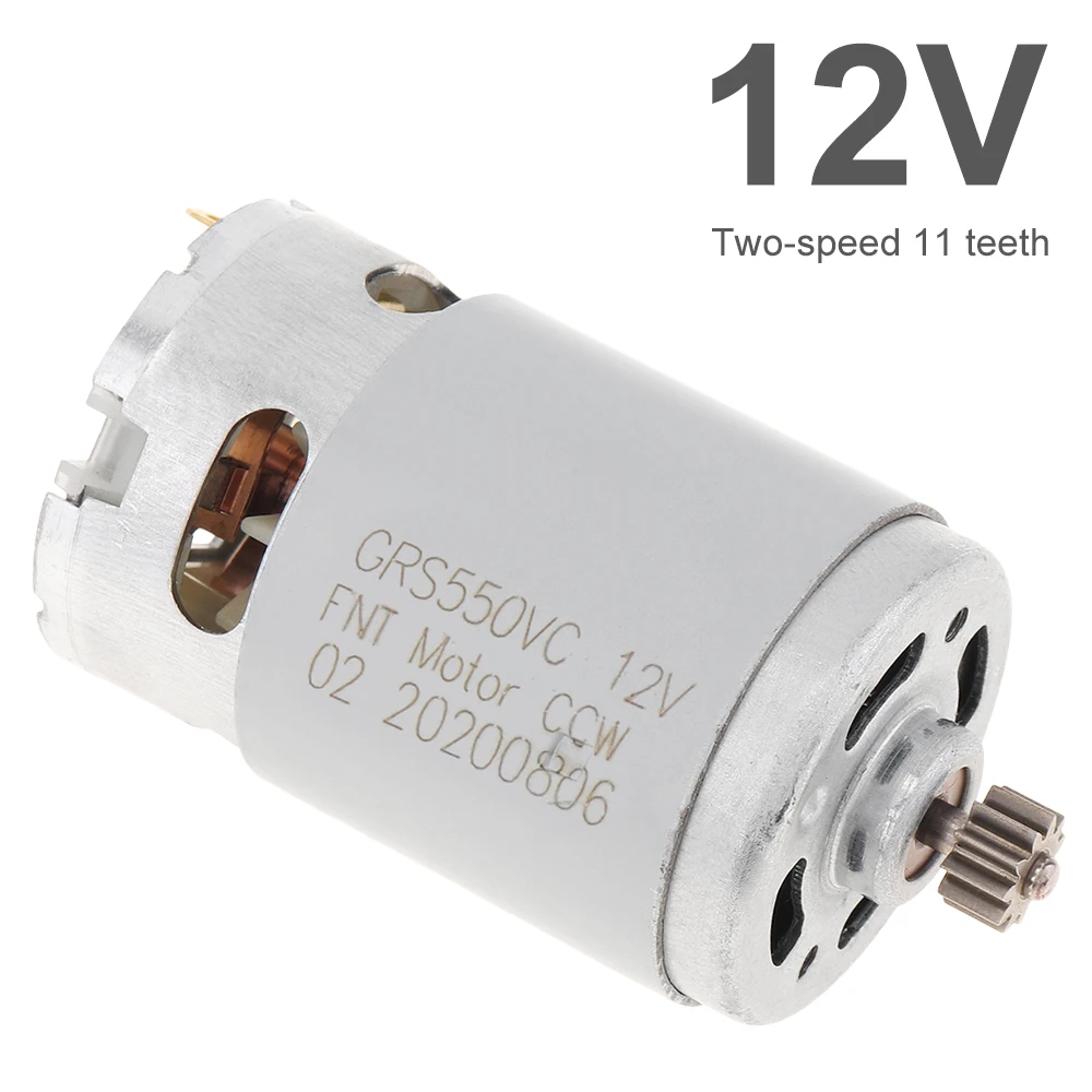 RS550 DC Motor 12V 23000 RPM Electric Motors with Two-speed 11 Teeth High Torque Gear Box for Cordless Charge Drill Screwdriver