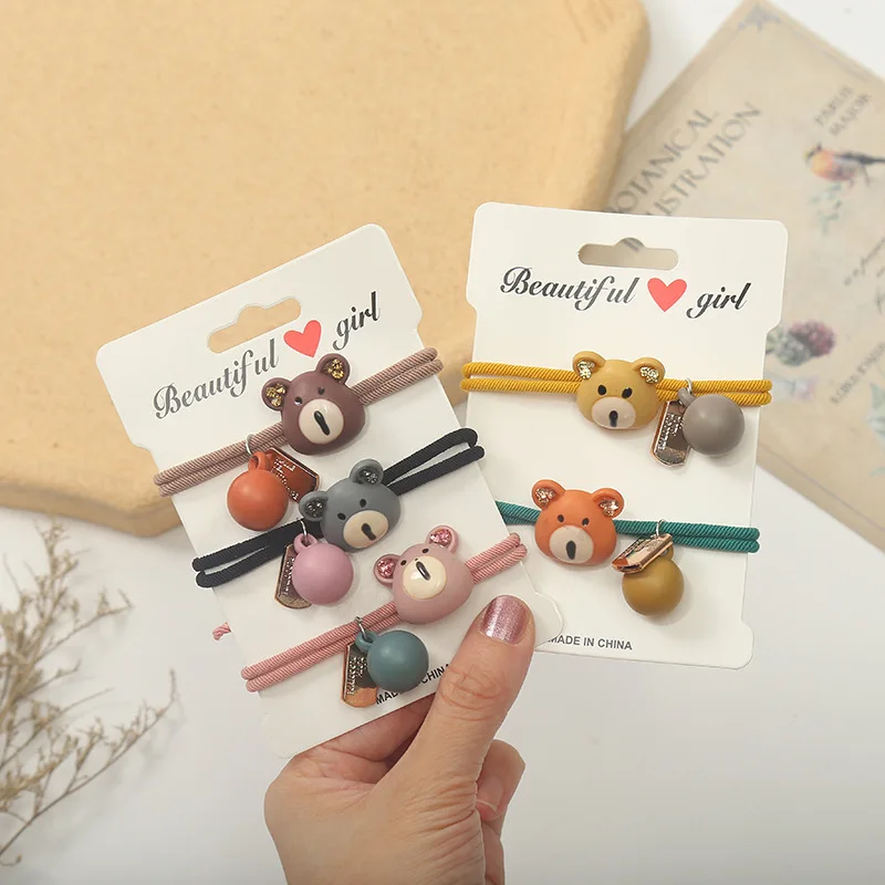 

5PCS Fashion Bear Hair Rope Women Elastic Hair Band Girls Headwear Scrunchy Headbands Trendy Alloy Stars Hair Accessories