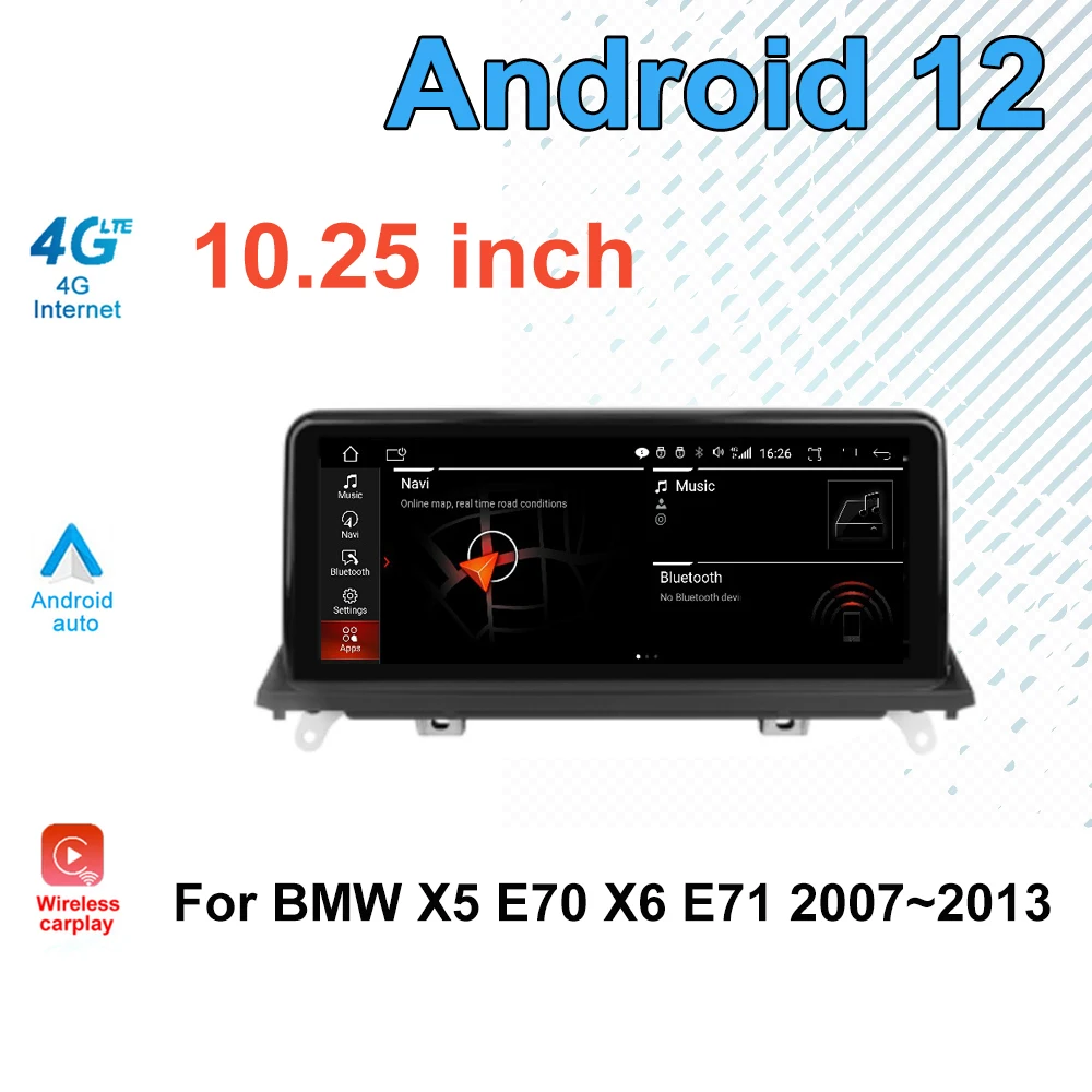 

For BMW X5 E70 X6 E71 2007~2013 CCC / CIC 10.25'' Android 12 Car Multimedia Radio Android Stereo Video Player Headunit
