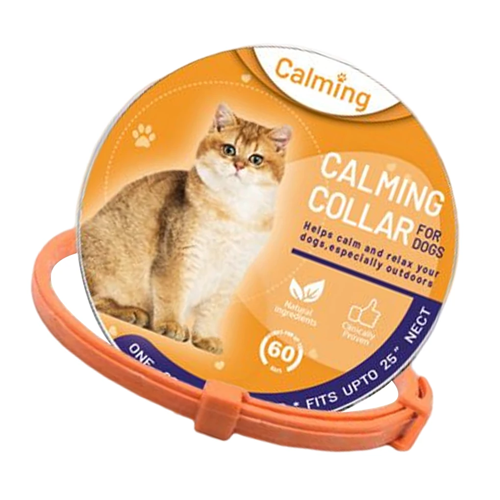 

Ошейник для домашних животных, безопасный успокаивающий, однотонный, для улицы, Против тревоги, для собак, кошек, оранжевое, 70 см
