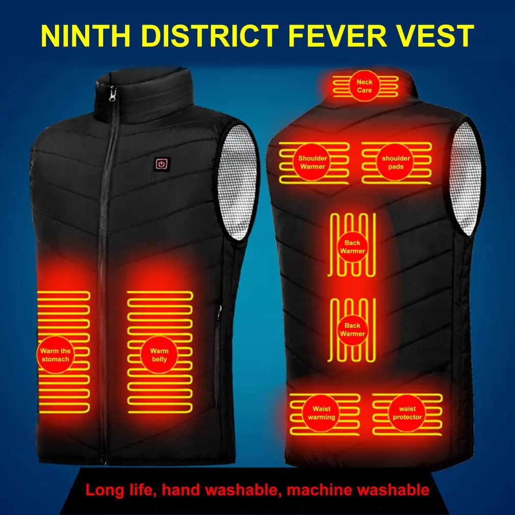

Intelligent Heating Vest Men's Winter Electric Warm Clothing USB Constant Temperature Nine-zone Heating Jackets