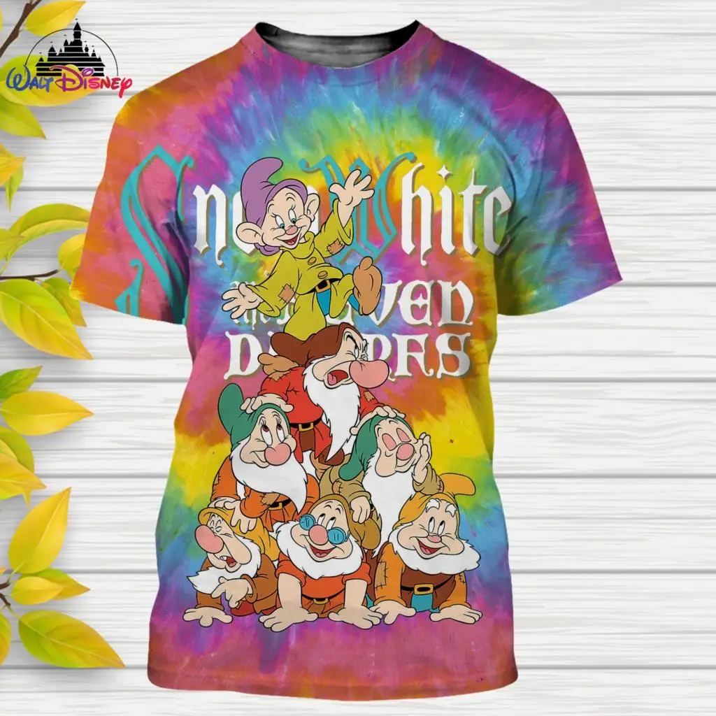 Seven Dwarfs Grumpy Dopey  Cartoon Disney men women Short Sleeve casual style 3D print t shirt Summer Casual Streetwear Tee Tops