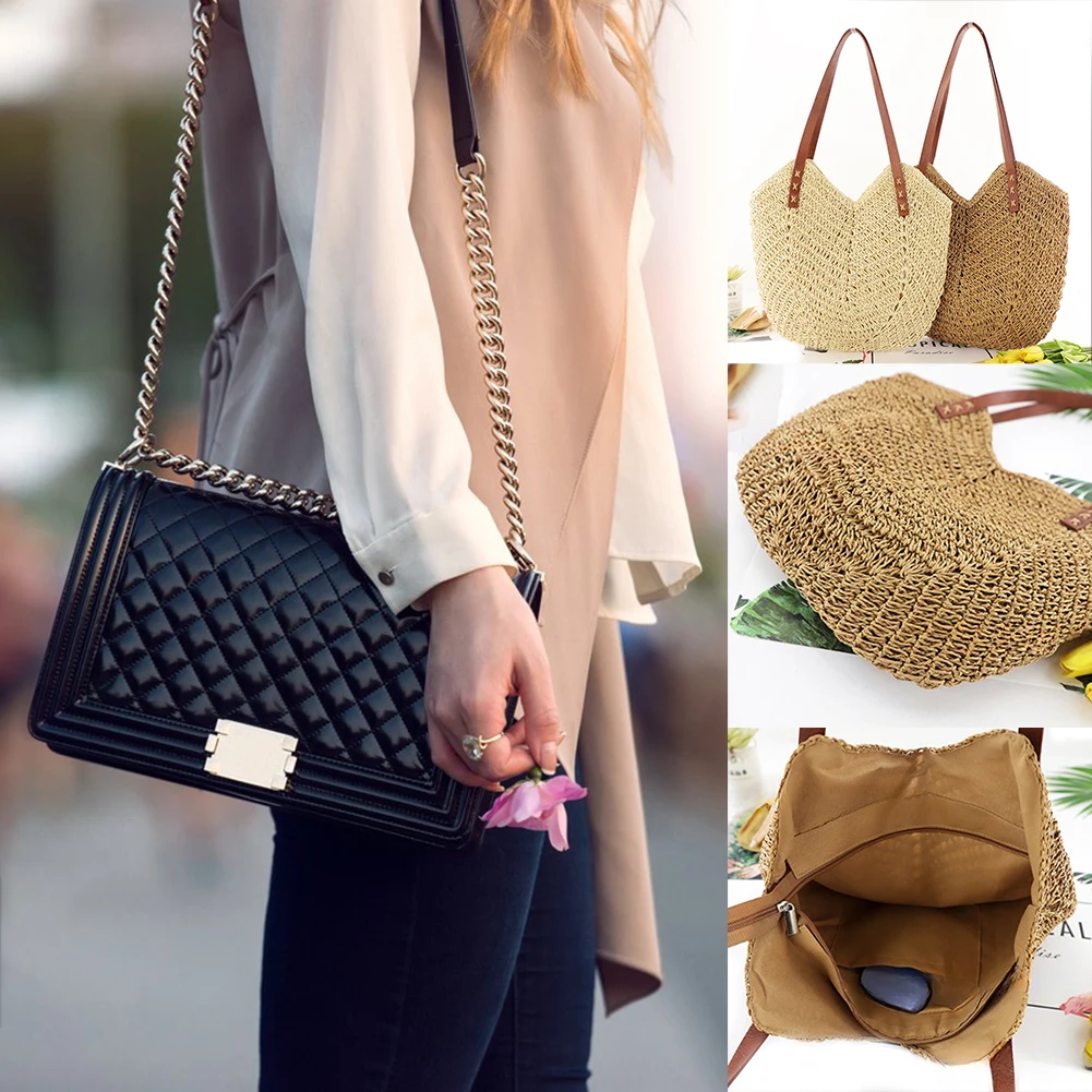 

Плетеная Сумка из моноволокна с прорезями, Модный повседневный дорожный саквояж на бумажном шнурке, дизайнерский чемоданчик на плечо для п...