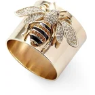 Изысканные роскошные резные кольца в виде пчелы с покрытием из 18-каратного золота для женщин, трендовые металлические инкрустированные белым камнем, для вечевечерние, фотоподарок