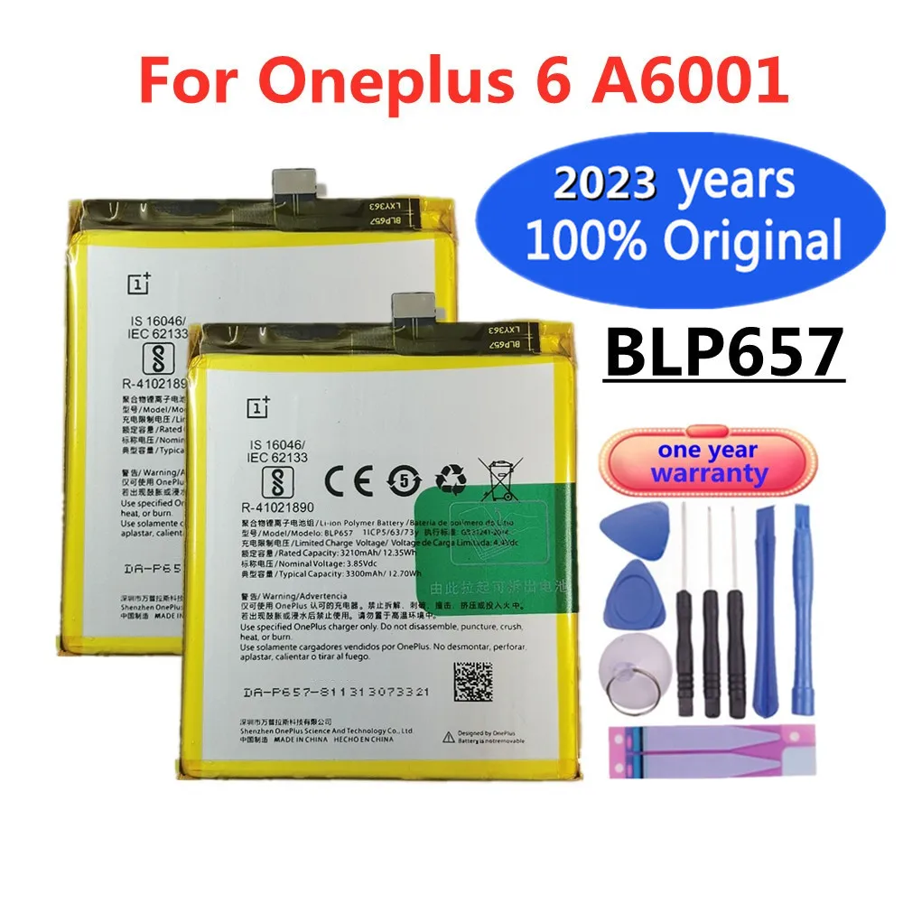 

2023 новый 100% Оригинальный Oneplus BLP657 3300 мАч аккумулятор для OnePlus 6 A6001 One Plus 6 A6001 сменные батареи для телефона + Инструменты
