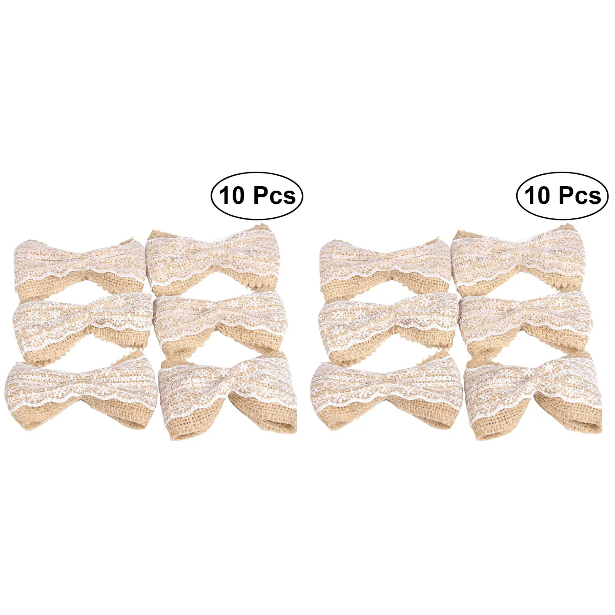 

20 Pcs Burlap Bowknot Set Hessian Lace Jute Bows Embellishments for DIY Crafts Weddings Party Decoration