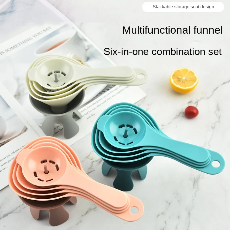 

Funnel 6-in-1 Funnel Multi Caliber Plastic Funnel Household Split Oil and Miscellaneous Grain Funnel Multifunctional Funnel Set