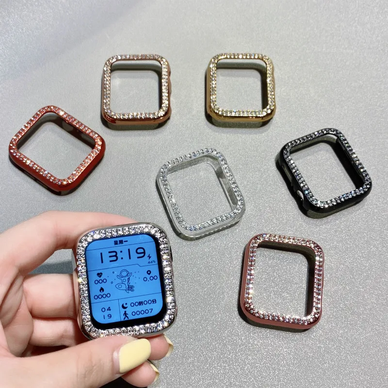 

Luxury Glitter Diamond Case for Apple iWatch Series 8 7 6 SE 5 4 3 2 shiny Bling zircon Plastic frame Cover for 45mm 38mm 42 49