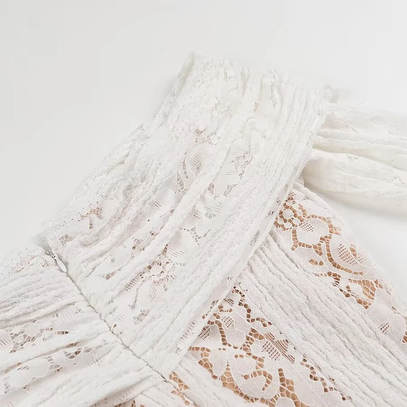 YENKYE сексуальное кружевное платье с открытыми плечами для женщин облегающее