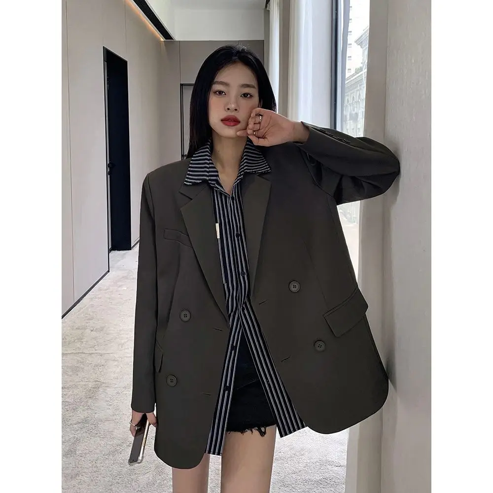 Women's Suit Jacket Korean Fashion Office Women Long Sleeve Top Loose Luxury Black Suit Coat Cheap Wholesale Free Shipping New