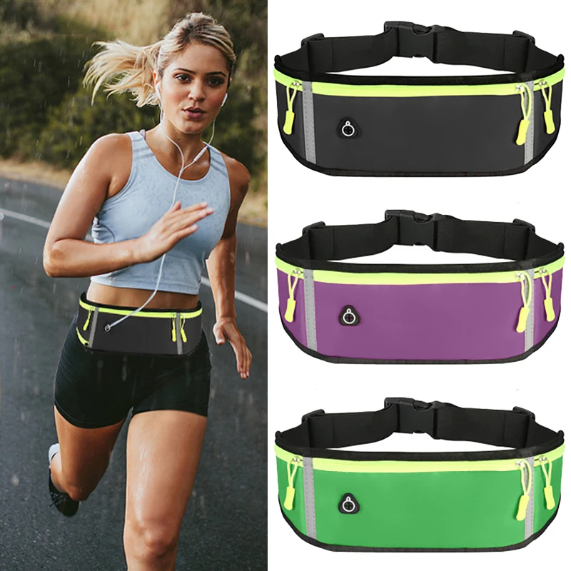 Sport Running Waist Bag For Women Men Waterproof Comfortable Gym Fanny Bag Safty Reflective Tape Cycling Phone Case Running Belt