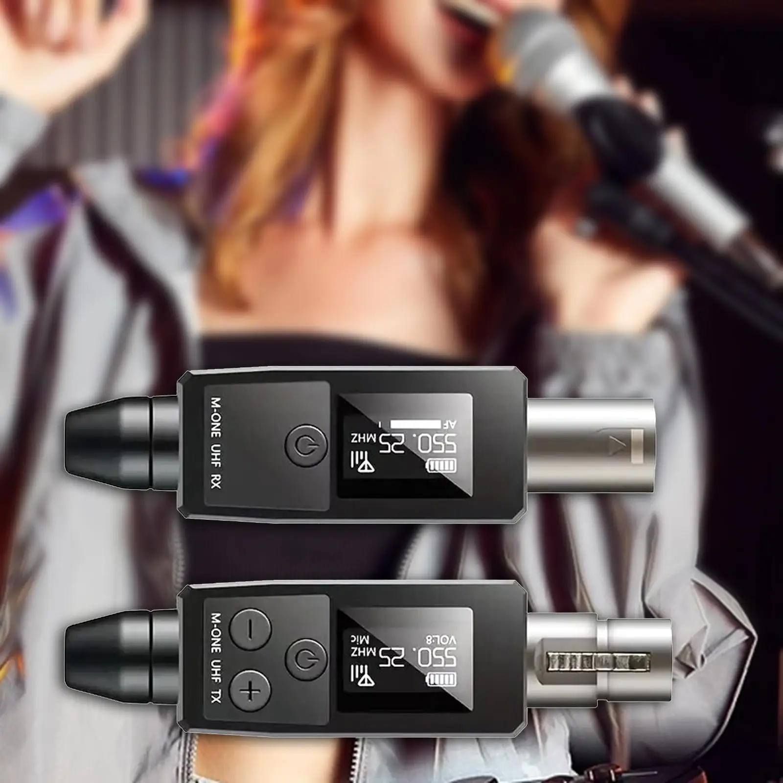 

Microphone Transmitter Receiver Plugged into XLR for Trolley Speaker Speaker