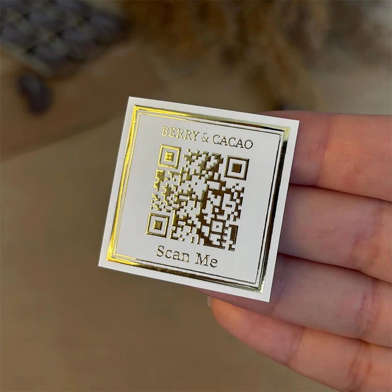 Фото 50 шт., золотые наклейки с QR-кодом, этикетки с золотой фольгой, персонализированные сувениры для свадьбы, вечеринки, товары, шоколадные наклейки №3