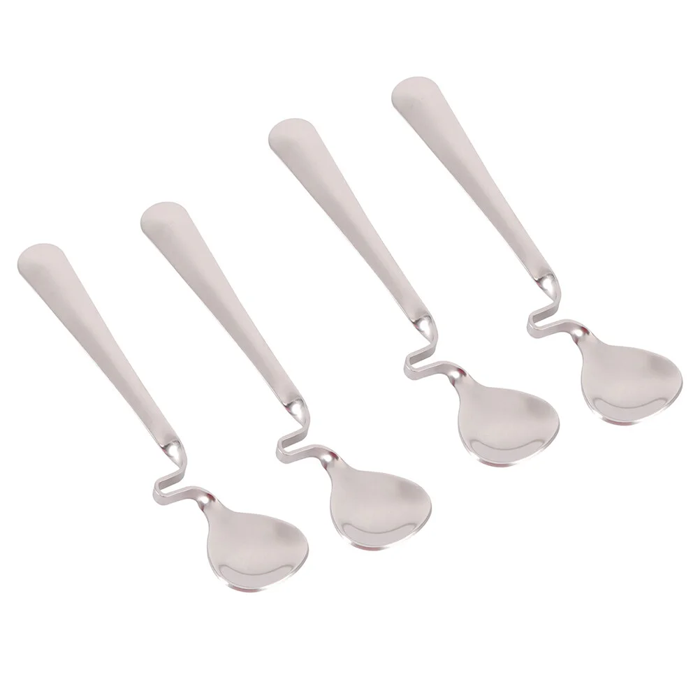 

4Pcs Stainless Steel Coffee Mixing Spoons Curving Handle Spoons (Silver)