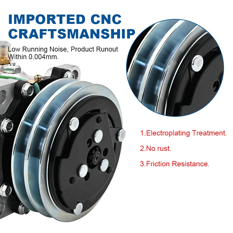 Компрессор кондиционера serpentina 507 5H11 12В/24В полный из коррезины в V Трактор