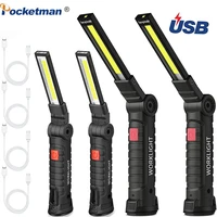 portable led work light magnetic base flashlight foldable inspection light super bright emergency light usb rechargeable torch