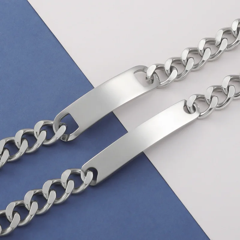 10Pcs/Lot Stainless Steel Cuban Chain Bracelet Adjustable Woman Man Bracelets DIY Jewelry Gift