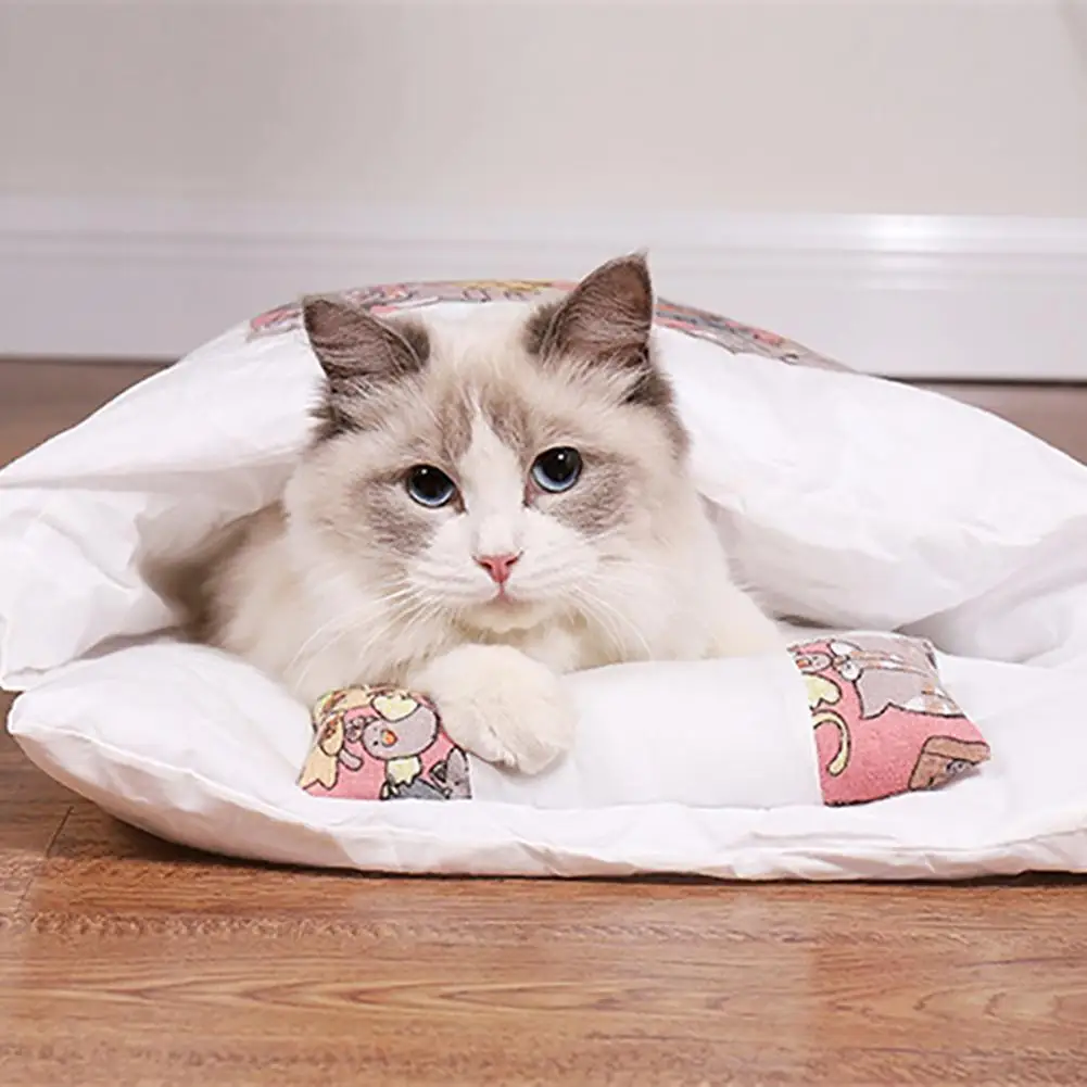 

Cat Sleeping Bag Comfortable Breathable Removable Semi-closed Winter Warm Bed Cats Nest Pet Supplies
