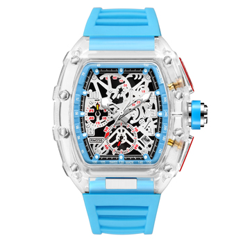 Luxury Military Watch for Men Top Brand Transparent Case Wristwatch Sports Watches Male Tonneau Clock Hombre Relogio Masculino-37365