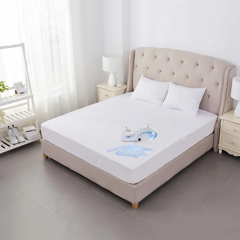 

100% Waterproof Bed Fitted Sheet White Adjustable Mattress Cover Four Corners With Elastic Band Multi Size Elderly Bed Sheet