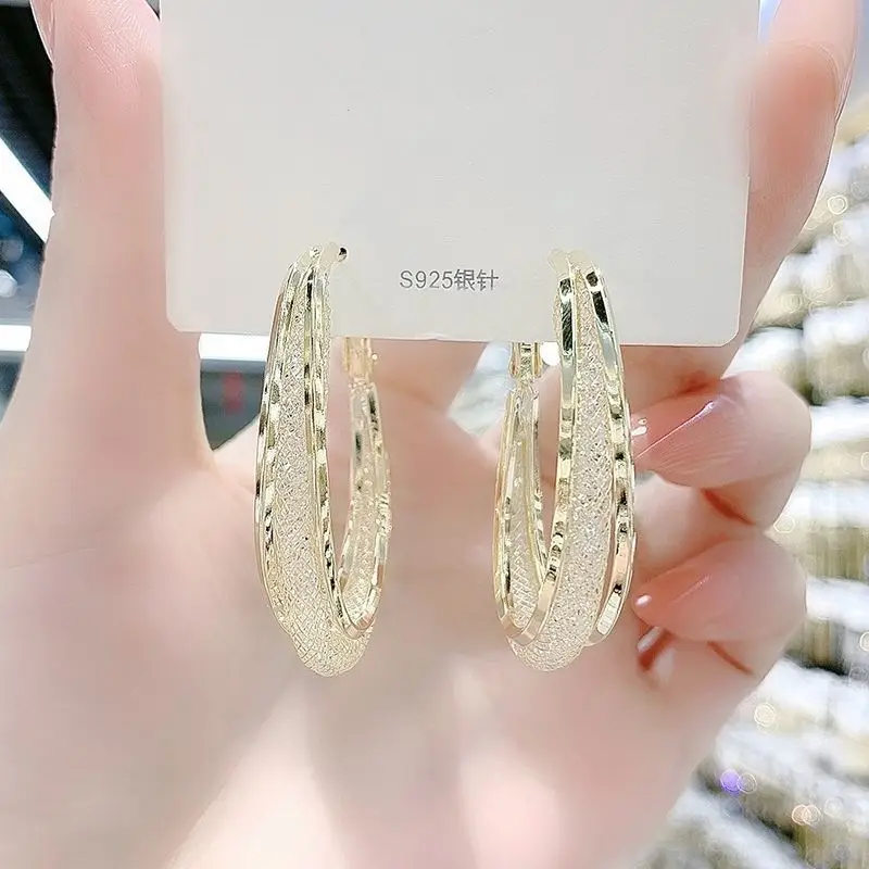 

JX*HY Fashion Mesh Crystal Ladies Ear Row New Tide S925 Silver Needle Explosions Earrings Advanced Luxury Design Personality Ear