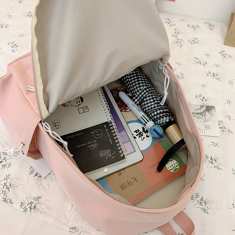 White Backpack Anti Theft Woman School Bag Ladies Nylon Bookbag Casual Female Waterproof Backpacks Girls Student Travel Rucksack