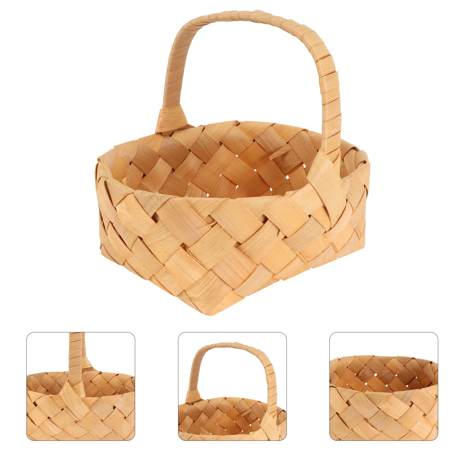 

Корзина для пикника, тканые корзины, Пасхальная корзина для конфет, тканая корзина, деревянная корзина для покупок с кристаллами, деревянная корзина для пасхальных подарков