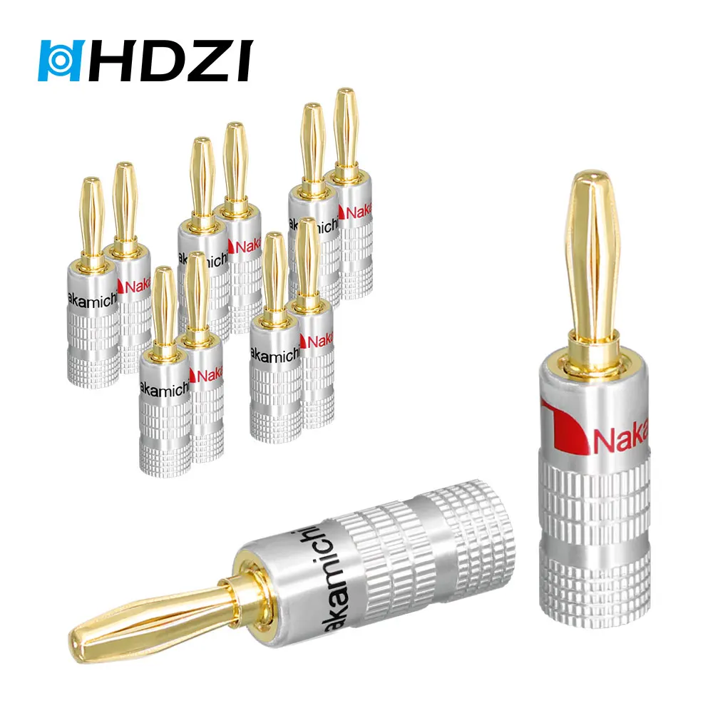 

HHDZI Audio Connectors Speaker Adapter Nakamichi 4mm Banana Plug Gold-Plated 8AWG To 20AWG Speaker Wire Cable Connector