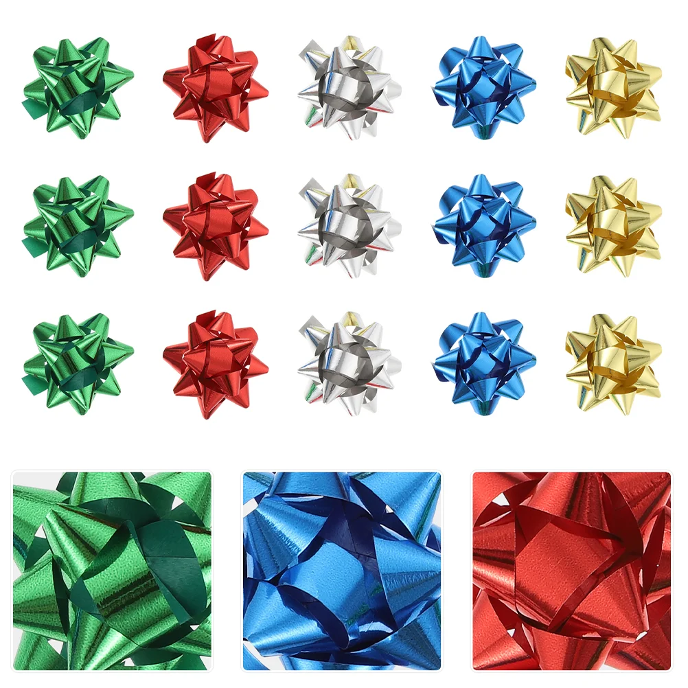 

150 Pcs Christmas Bows Self-Adhesive Star Flower Gift Presents Bag Festival Decor Colorful Wrapping Baby For gifts
