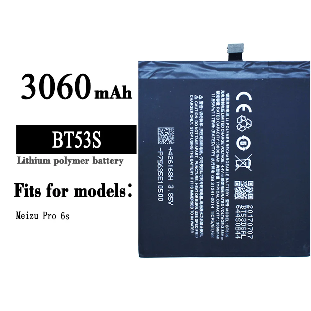 

For Meizu Orginal High Quality Battery BT53 BT53S Pro 6 M570M M570H M570Q Pro 6S Pro6S M570Q-S Mobile Phone Internal Bateria
