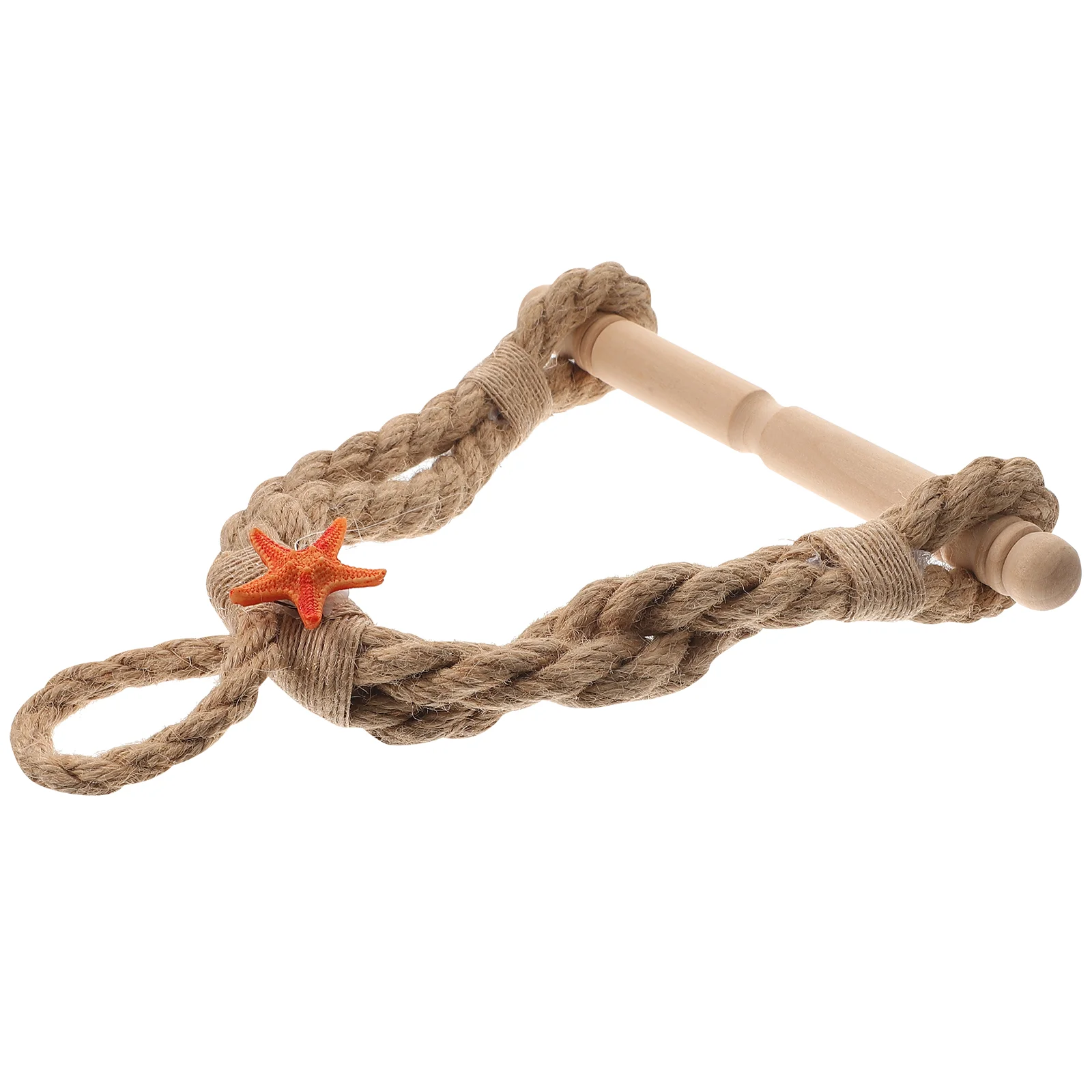 

Wood Paper Towel Holder Twine Tissue Vintage 21x3.5x26cm Toilet Roll Stand Home Hanging Rope