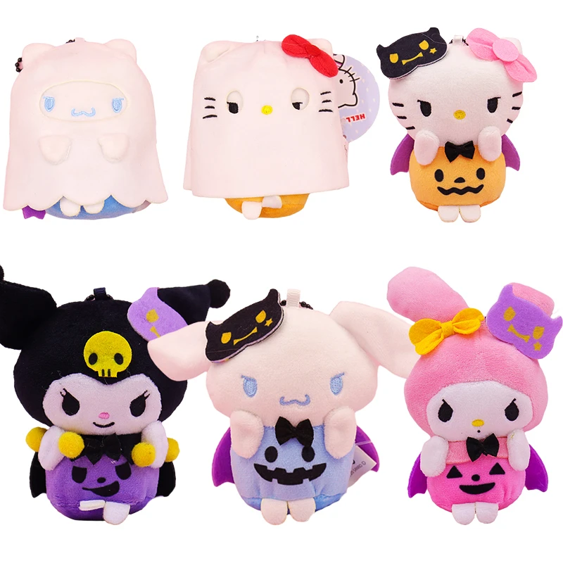

Kawaii Хэллоуин плюшевые игрушки Аниме Kuromi Mymelody Cinnamoroll трансформация тыквы призрак мультфильм мягкая набивная подвеска брелок подарок