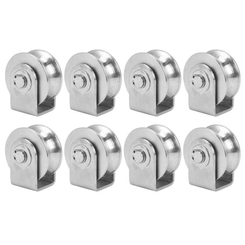 

8X 2 Inch Roller Wheel Bearings U Groove Pulley Wheels Detachable Heavy Duty Grooved Wheel For Material Handling