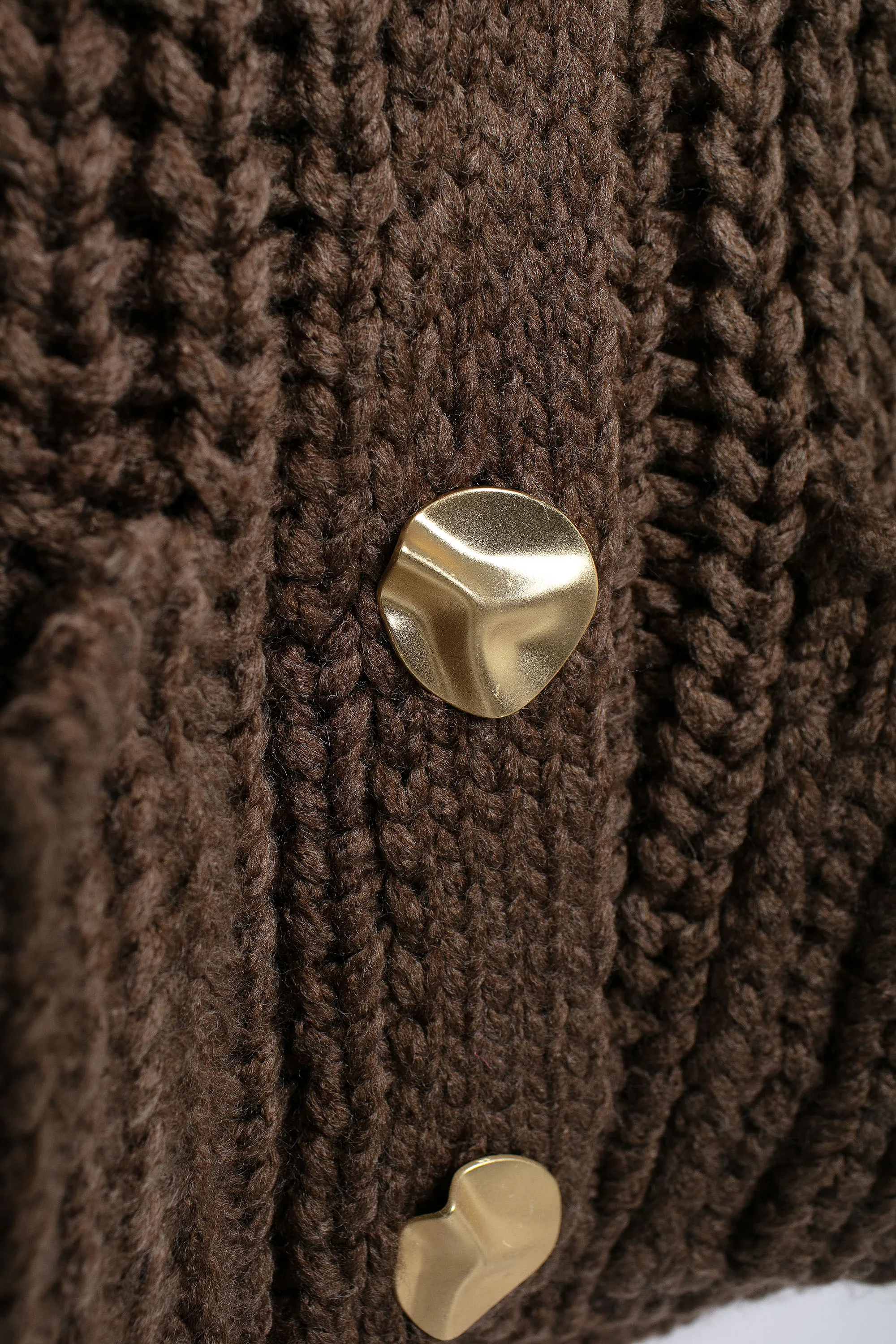 Позолоченный вязаный жилет без рукавов с круглым вырезом массивный