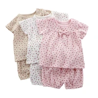 muslin cotton baby clothes set summer bows floral top shorts for girls set infant toddler kids pajamas outifs baby clothing 2pcs