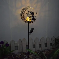 moon shaped solar light stakes decorative fairy figurine solar lamp stakes for garden yard outdoor led lighting lamp ornaments