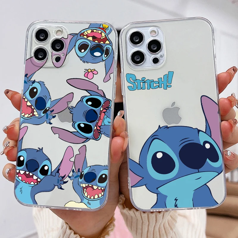 

Disney Cartoon Lilo & Stitch For Apple iPhone 14 13 12 11 Pro Max mini XS XR X 8 7 6S 6 Plus Transparent Silicone Phone Case