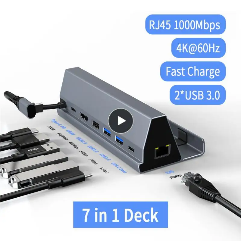 

Портативная док-станция Usb C, алюминиевый сплав, 4K 60 Гц, базовая Подставка для телевизора, совместимая с HDMI, док-станция для ноутбука типа c Rj45