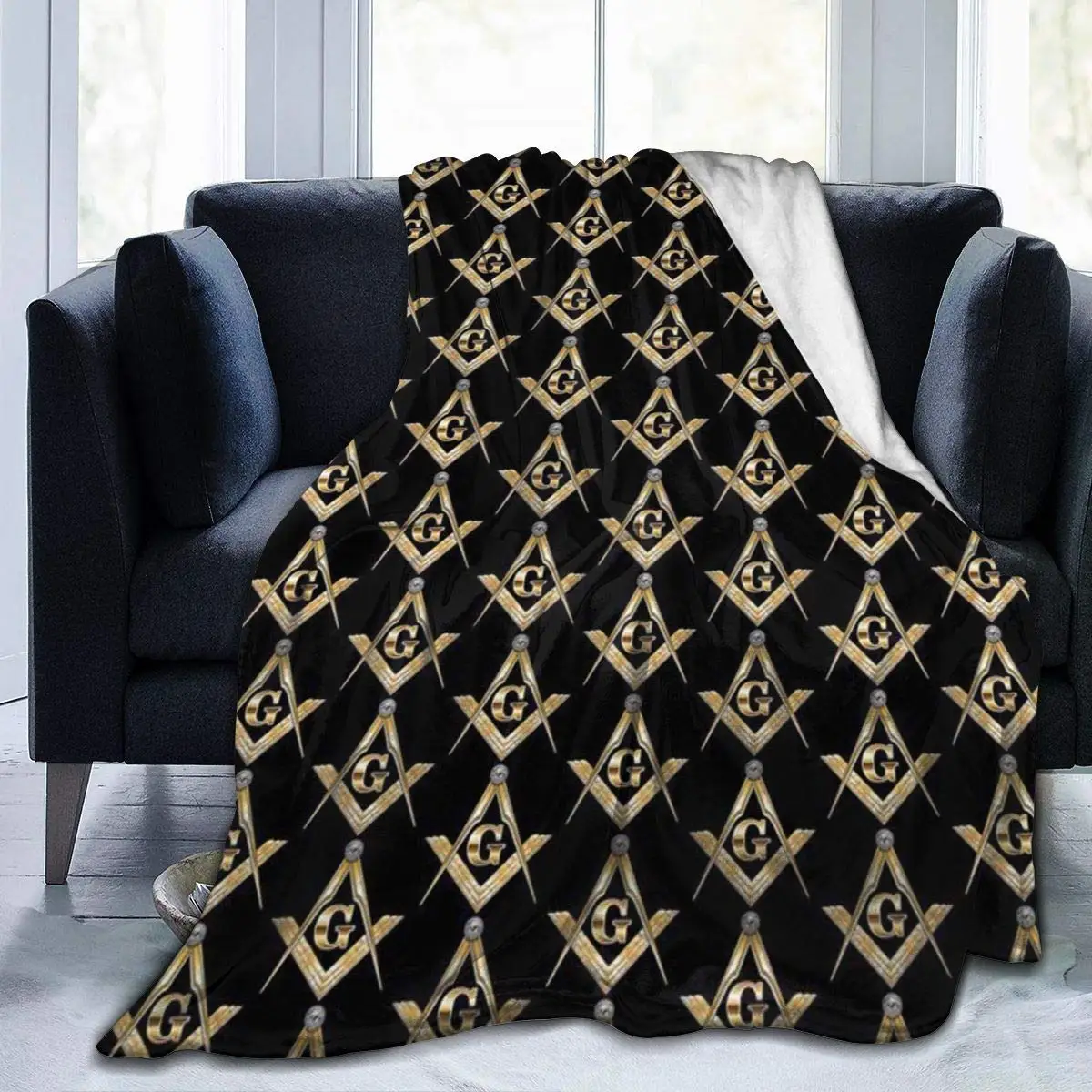 

Charity Freemason Logo Black Blanket and Masonic Faith Hope Extra Soft Flannel Throw Blankets Cloak Oversized for Sofa Bed Gifts