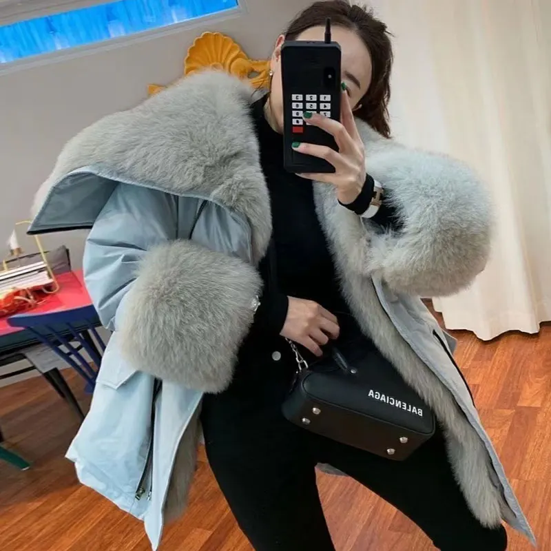 

Clothland Women Elegant Fur Padded Jacket Thick Fur Lining Long Sleeve Zipper Winter Chic Outwear Coats Mujer CA497