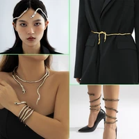 diy winding long snake 3d alloy metal curved choker necklace headband bracelet anklet accessories jewelry for women christmas